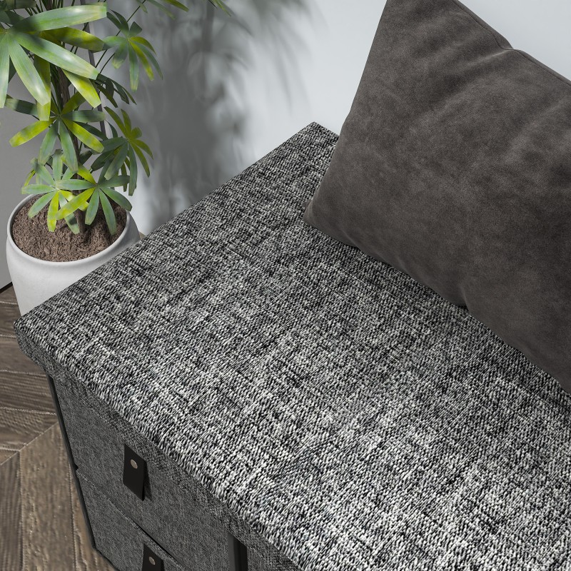 Pehmustettu kenkäpenkki eteiseen, 6 kenkälokeroa, MDF-runko, 76,5 x 38 x 38 cm, tummanharmaa