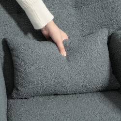 Keinutuoli aikuisille teddykankaalla, metallirunko, max 120 kg, harmaa