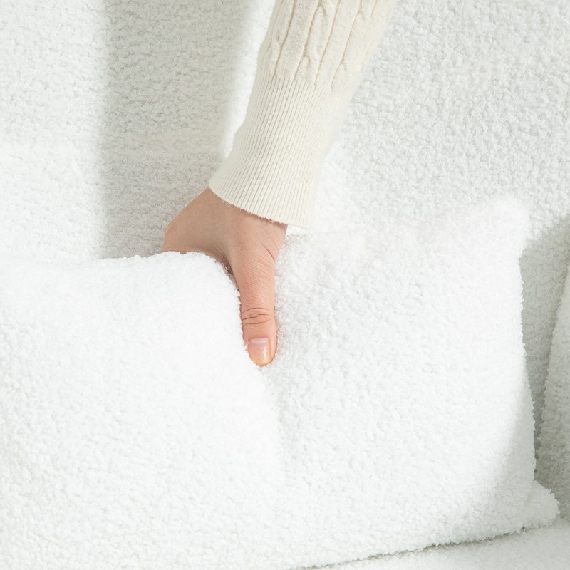 Keinutuoli aikuisille, teddykangas, metallirunko, enimmäiskuormitus 120 kg, valkoinen