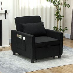 Lepotuoli varavuode kordikangas 3 asentoa 61x180 cm enintään 120 kg musta