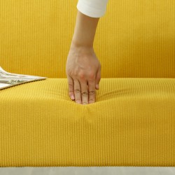 Kaksipaikkainen sohva ilman käsinojia olohuoneeseen, cord-kangas, 110 cm, keltainen