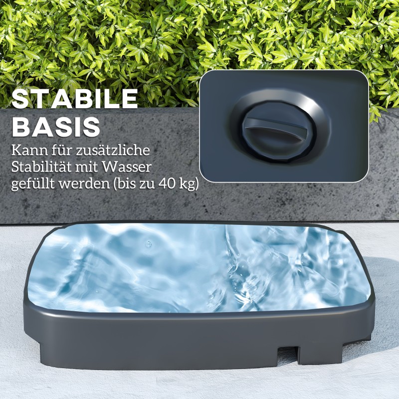 Sivuvarjo aurinkovarjo ulkokäyttöön 247 x 247 cm, kallistettava, kaksoiskatos, jalusta ja painojalusta, vaaleanharmaa