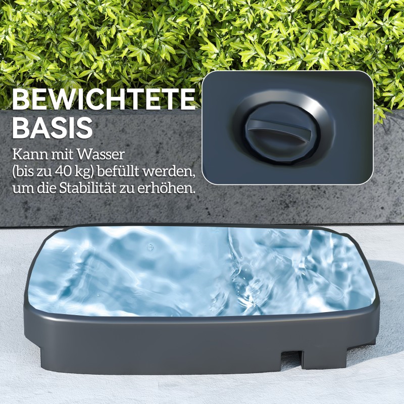 Sivuvarjo terassille 247 x 247 cm, kallistettava, kaksikatto, jalusta ja painojalka, tummanharmaa