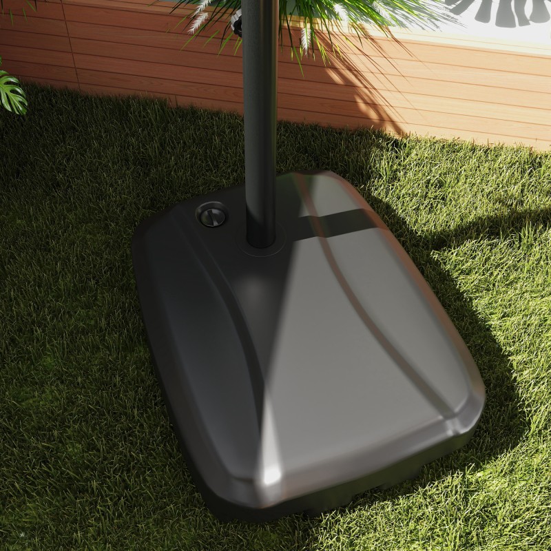 Sivuvarjo terassille 247 x 247 cm, kallistettava, kaksikatto, jalusta ja painojalka, tummanharmaa