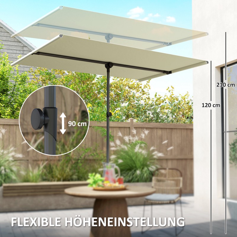 Aurinkovarjo ulkokäyttöön 180° kääntyvä ja korkeussäädettävä alumiinirunko 150x205 cm beige