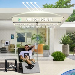 Aurinkovarjo ulkokäyttöön 180° kääntyvä ja korkeussäädettävä alumiinirunko 150x205 cm beige