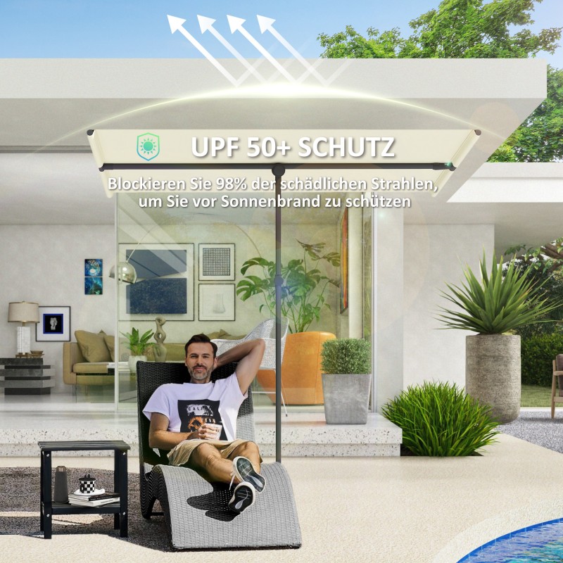 Aurinkovarjo ulkokäyttöön 180° kääntyvä ja korkeussäädettävä alumiinirunko 150x205 cm beige