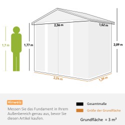 Pihavarasto teräksestä puukuosilla, ikkuna, 152 x 235,7 x 208,7 cm, ruskea