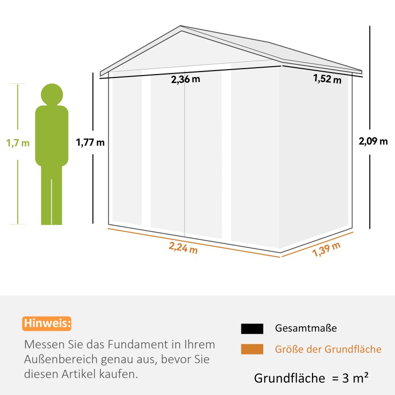 Pihavarasto teräksestä puukuosilla, ikkuna, 152 x 235,7 x 208,7 cm, ruskea