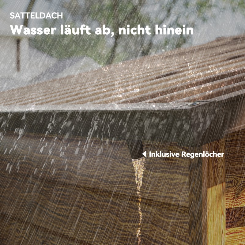 Pihavarasto teräksestä puukuosilla, ikkuna, 152 x 235,7 x 208,7 cm, ruskea