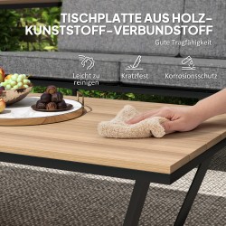 Puutarhakalustesetti 4 hengelle, metalli ja puu–muovikomposiitti, 2 sohvaa, pöytä ja tyynyt, harmaa