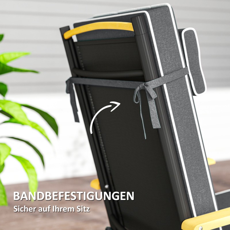 Ulkotuolin istuintyyny selkänojalla ja niskatuella 120 x 47 x 9,5 cm tummanharmaa, vettä hylkivä UPF50+