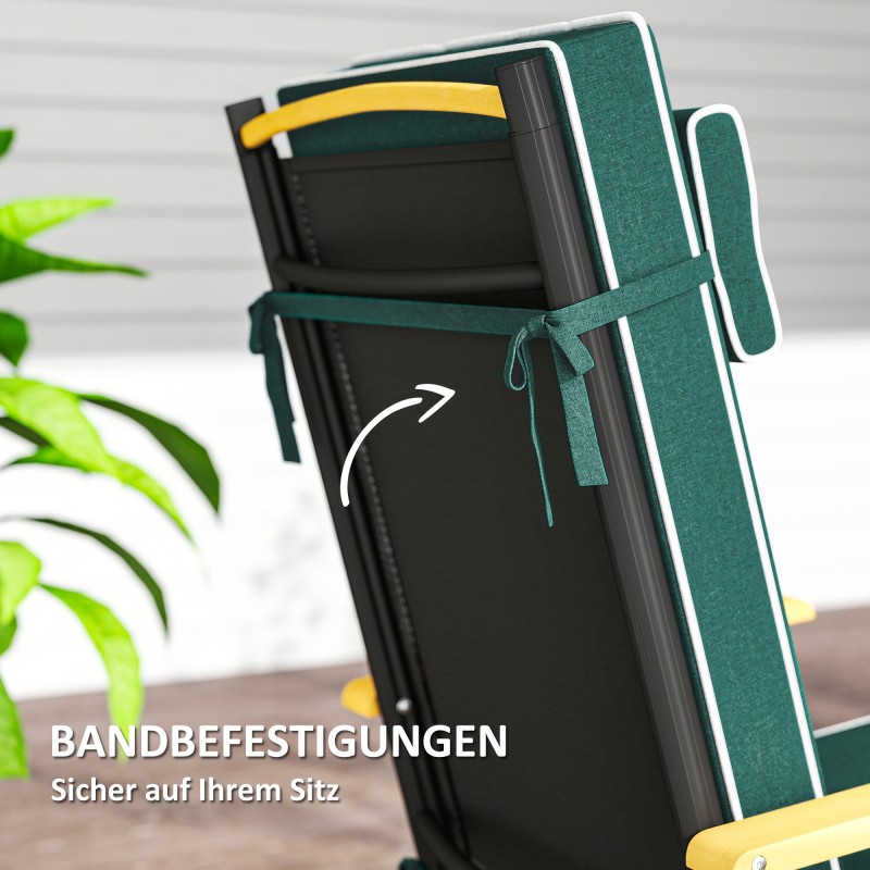 Ulkotuolin istuinpehmuste niskatuella 120 x 47 x 9,5 cm vettähylkivä vihreä