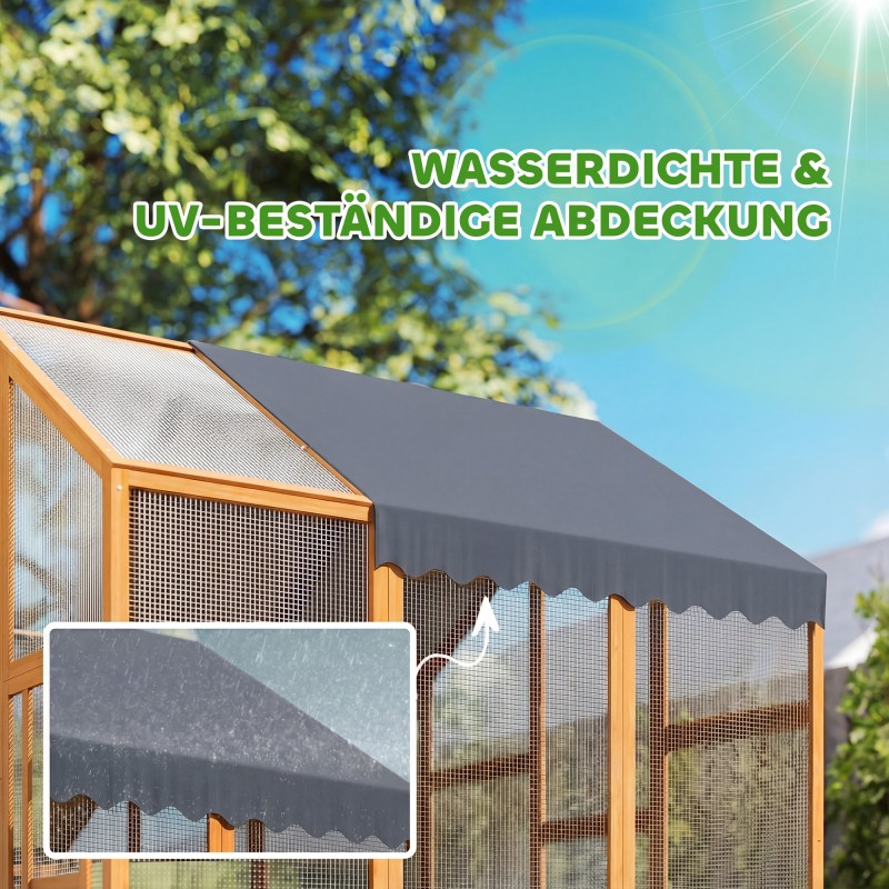 Kanatarha ulkokäyttöön 3,07 m² kuusipuuta 6–8 kanalle vedenpitävä katos 1,7 x 1,8 x 1,8 m keltainen/harmaa