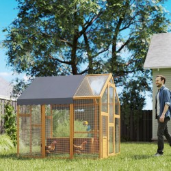 Kanatarha ulkokäyttöön 3,07 m² kuusipuuta 6–8 kanalle vedenpitävä katos 1,7 x 1,8 x 1,8 m keltainen/harmaa