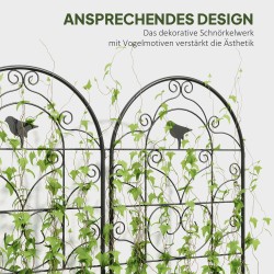 Köynnöstuki puutarhaan metalli 50x120 cm 2 kpl musta rustproof lintukuviointi