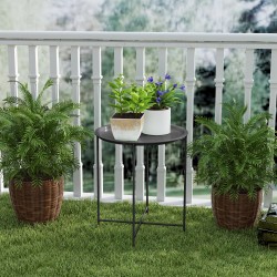 Pyöreä ulkosivupöytä terästä irrotettavalla tarjottimella Ø46 x 53 cm musta