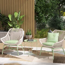 Ulkosivupöytä terästä Ø46x53 cm, irrotettava tarjotin, taitettava, vihreä