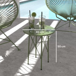 Pieni pyöreä teräksinen sivupöytä ulkokäyttöön Ø 40 x 50 cm vihreä
