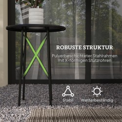 Puutarhapöytä terästä Ø40 x 50 cm, pyöreä kukkakuvioitu terassipöytä, musta