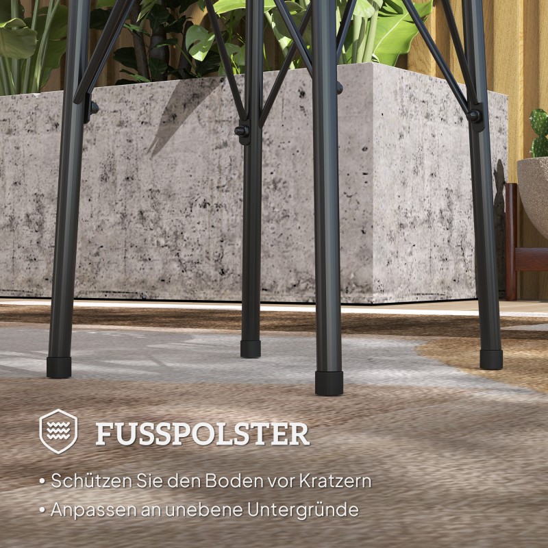 Puutarhapöytä terästä Ø40 x 50 cm, pyöreä kukkakuvioitu terassipöytä, musta