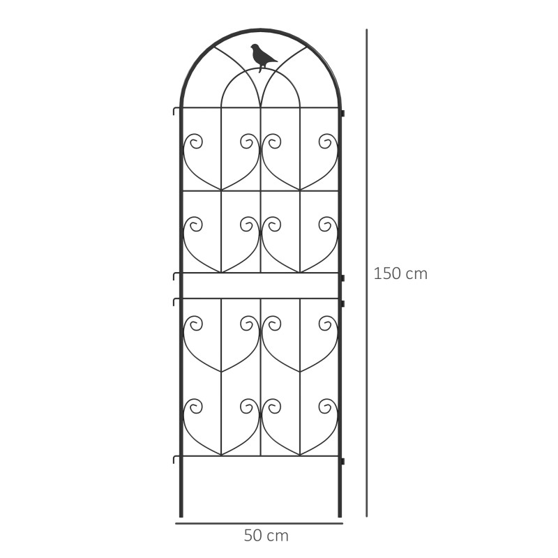 Köynnöstuki puutarhaan metalli 50 x 150 cm 2 kpl musta lintukoriste