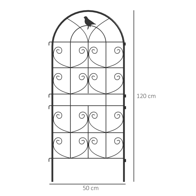 Köynnöstuki puutarhaan metalli 2 kpl lintukuvio 50x120 cm musta