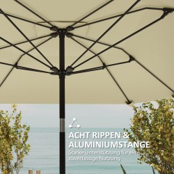 Terassi- ja puutarhavarjo 2,33 m, käännettävä, polyesteri/alumiini/lasikuitu, beige