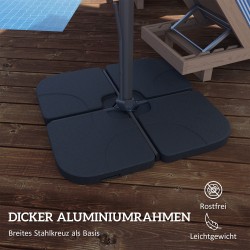 Sivuvarjo terassille alumiinia 3 x 3 m 360° kääntyvä kampimekanismilla vaaleanharmaa jalustalla