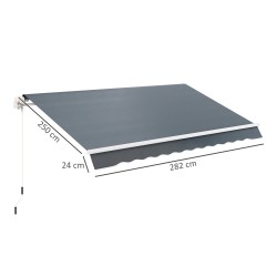 Markiisikangas vaihtokangas 3 x 2,5 m vettähylkivä polyesteri harmaa helmallinen