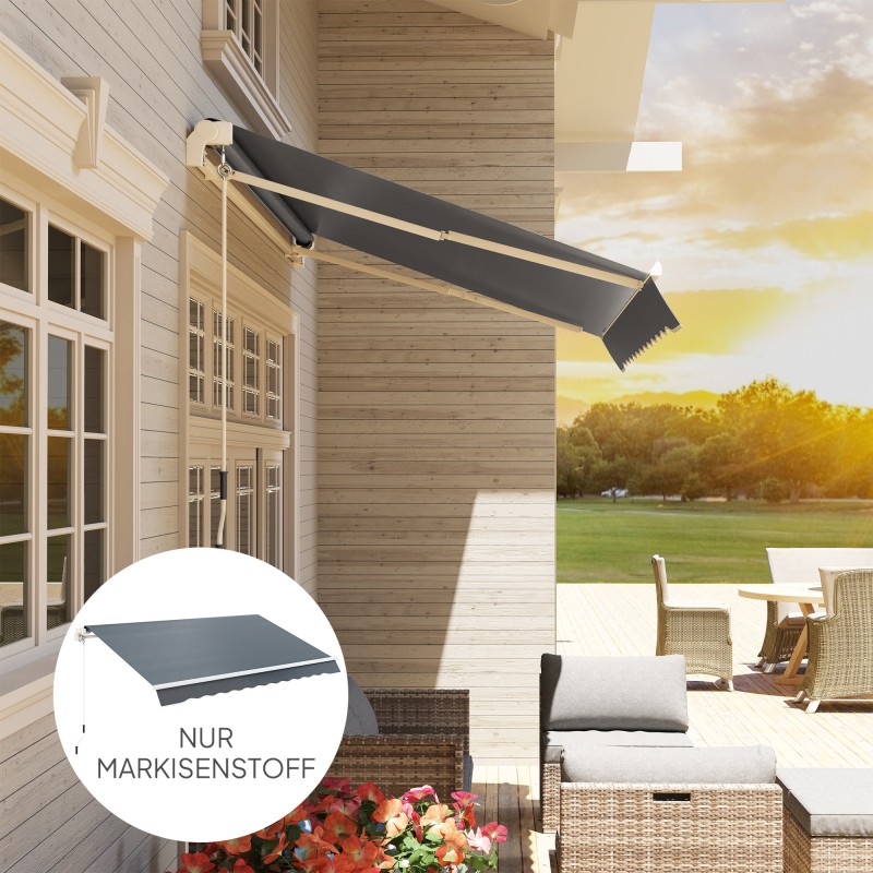 Markiisikangas vaihtokangas 3 x 2,5 m vettähylkivä polyesteri harmaa helmallinen