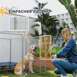 Koiran ja lemmikin aitauselementti 8 osaa ruostumatonta terästä sisä- ja ulkokäyttöön hopea