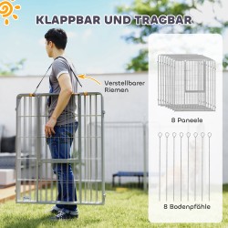 Koiran ja lemmikin aitauselementti 8 osaa ruostumatonta terästä sisä- ja ulkokäyttöön hopea