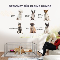 Koira- ja lemmikkiaitaus 8 paneelia ruostumatonta terästä sisä- ja ulkokäyttöön hopea