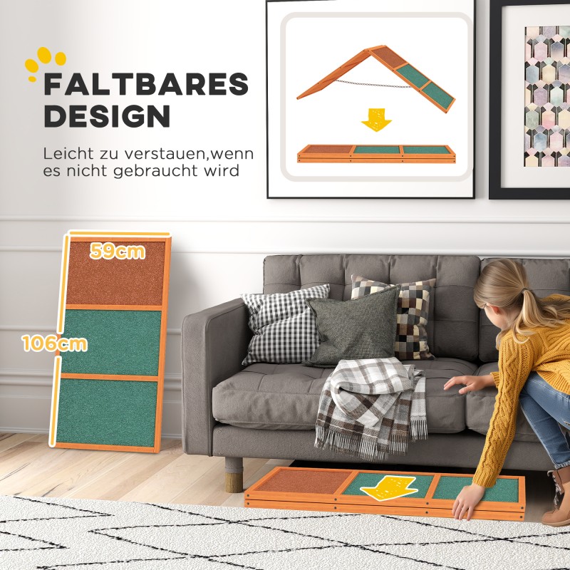 Koirien agilityrata A-este, taittuva ja korkeussäädettävä, kuusi, 173 x 59 x 66 cm, oranssi/vihreä