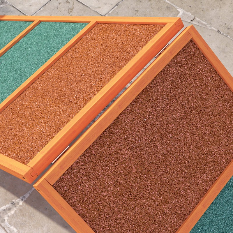 Koirien agilityrata A-este, taittuva ja korkeussäädettävä, kuusi, 173 x 59 x 66 cm, oranssi/vihreä