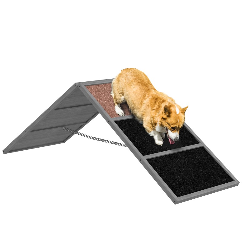 Koira-agilityn A-teline, kuusipuu, säädettävä, taittuva, 173 x 59 x 66 cm, harmaa