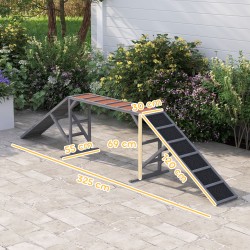 Koirien agility-tasapainosilta ulkokäyttöön kuusta 335x55x60 cm harmaa, max 40 kg