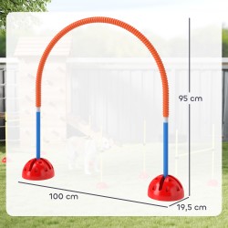 Koiran agility-harjoitussetti, 4 hyppyporttia, säädettävä leveys 95–114 cm, muovi, oranssi/sininen