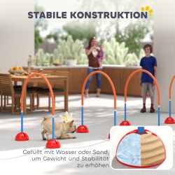Koiran agility-harjoitussetti, 4 hyppyporttia, säädettävä leveys 95–114 cm, muovi, oranssi/sininen