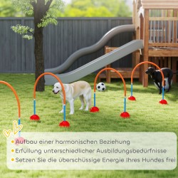 Koiran agility-harjoitussetti, 4 hyppyporttia, säädettävä leveys 95–114 cm, muovi, oranssi/sininen