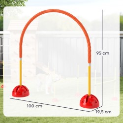 Koiran harjoitusporttisetti 5-osainen, säädettävät muoviportit, kantokassi, keltainen/oranssi