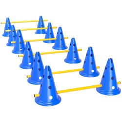 Koirien agilitysetti 6 osainen säädettävät esteet 12 kartiota ABS muovia sininen keltainen kantolaukku