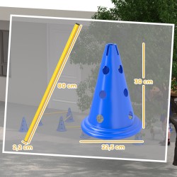 Koirien agilitysetti 6-osainen, säädettävät esteet, 12 kartiota, ABS-muovia, sininen/keltainen, kantolaukku