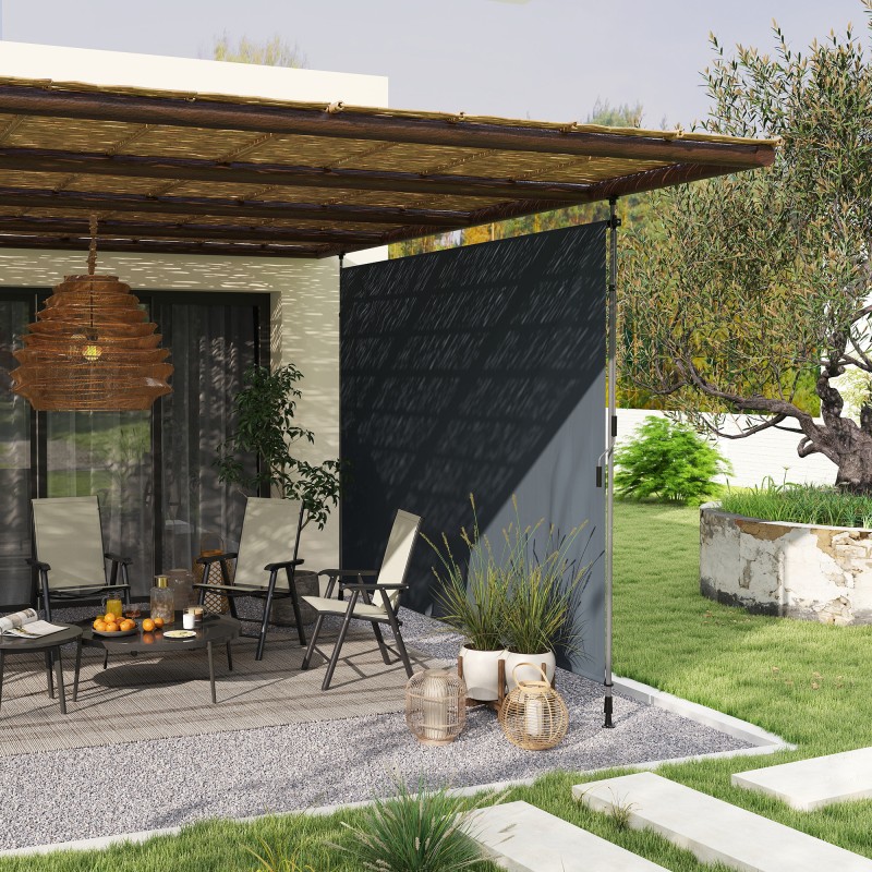 Parveke- ja terassikatos ilman porausta käsikammella 350 cm tummanharmaa