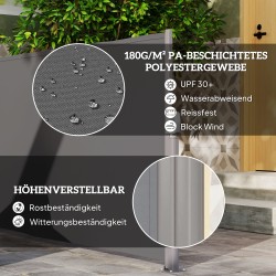 Sivulle vedettävä parvekkeen ja terassin näkösuoja alumiinirunko 300 x 140 cm tummanharmaa