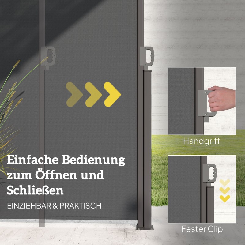 Sivulle vedettävä parvekkeen ja terassin näkösuoja alumiinirunko 300 x 140 cm tummanharmaa