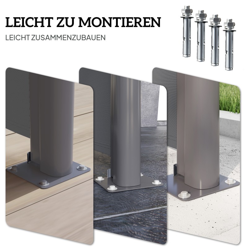 Sivulle vedettävä parvekkeen ja terassin näkösuoja alumiinirunko 300 x 140 cm tummanharmaa