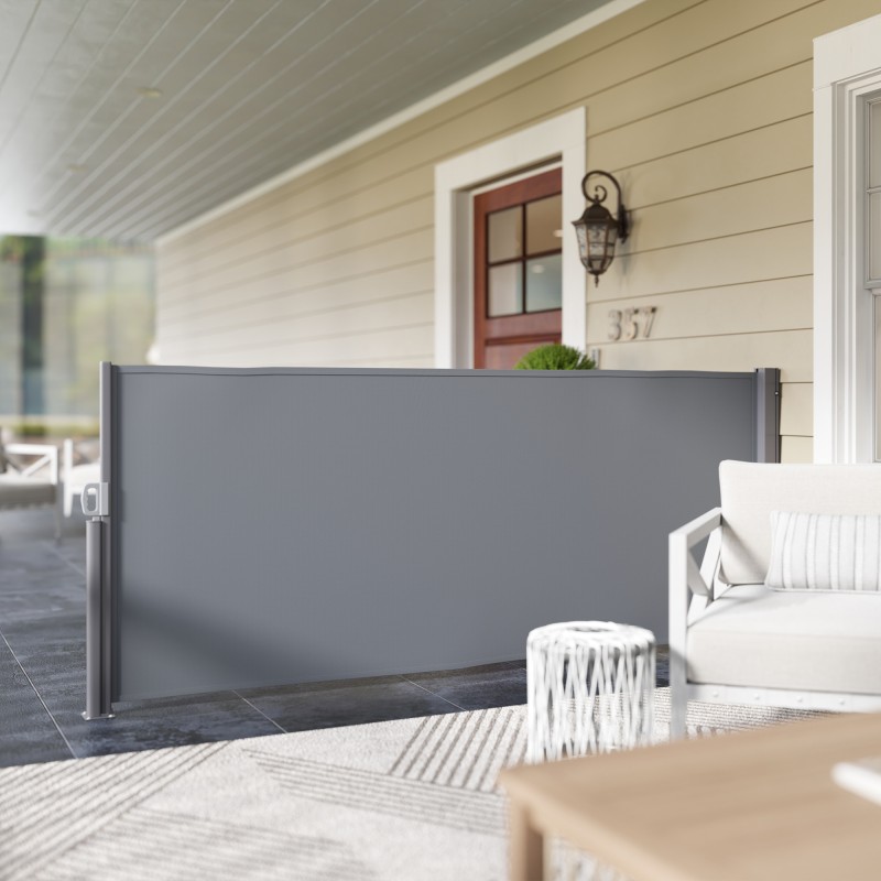 Sivulle vedettävä parvekkeen ja terassin näkösuoja alumiinirunko 300 x 140 cm tummanharmaa