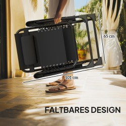 Puutarhan lepotuolisetti ulkokäyttöön, 2 säädettävää tuolia ja pöytä, metalli/Textilene, 3-osainen, musta